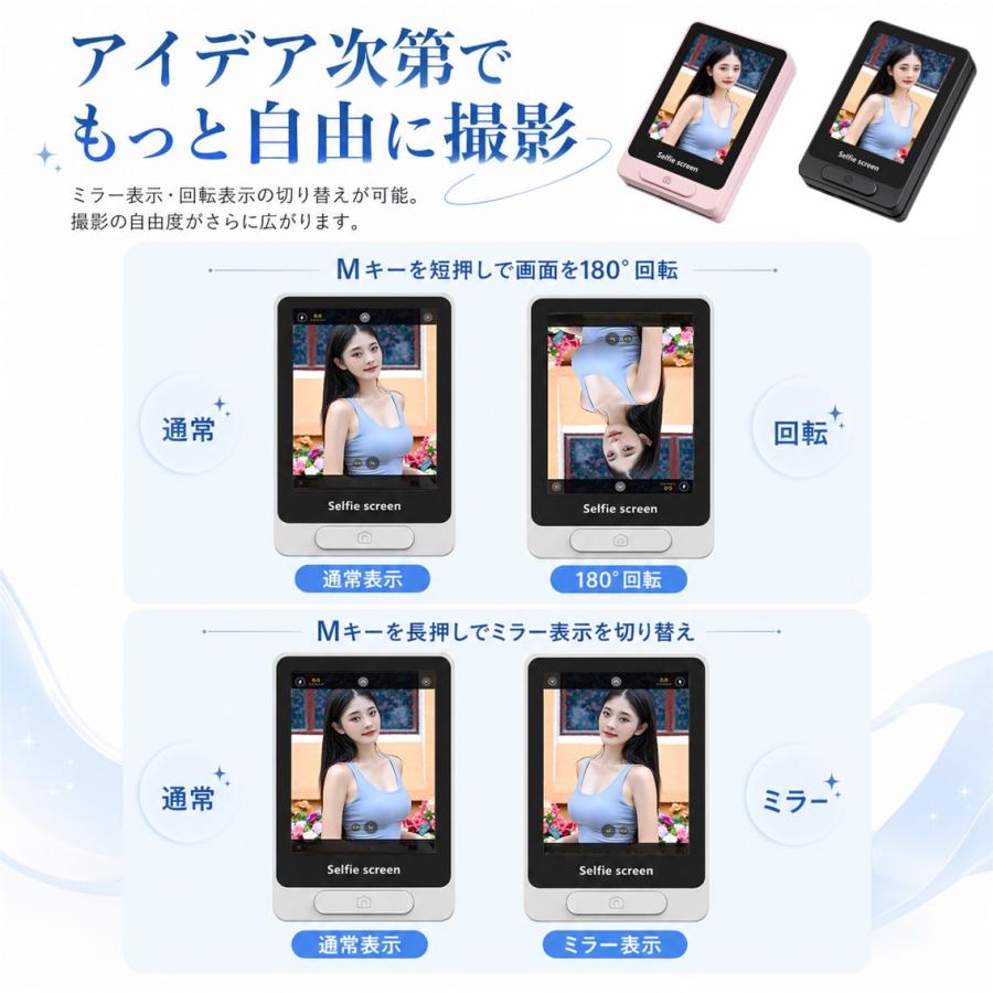 自撮りモニター スマホ 外カメラ セルフィー MagSafe対応 ミラーリング
