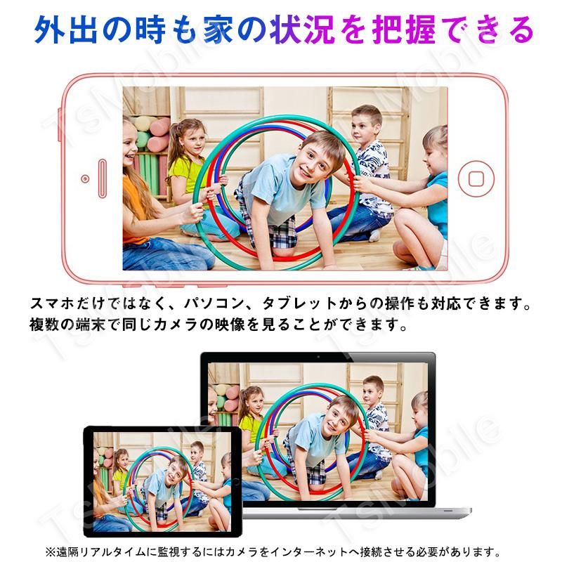 防犯カメラ 室内 ほぼ360°回転可能 200万画素 夜間赤外線暗視 家庭