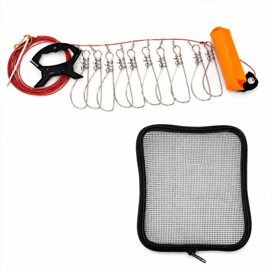 フィッシュストリンガー 活魚クリップ 10本セット 約10m フロートロープ付き ステンレス 魚キープ 釣り アウトドア メッシュケース付き |  | 06