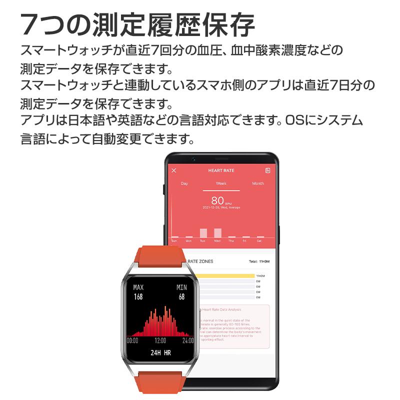 スマートウォッチ 通話可能 ブレスレット LINE対応 血圧計 睡眠 体温 USB充電 心拍計 血中酸素濃度 着信通知 歩数計 日本語マニュアル付 誕生日 プレゼント｜tsmobile｜21