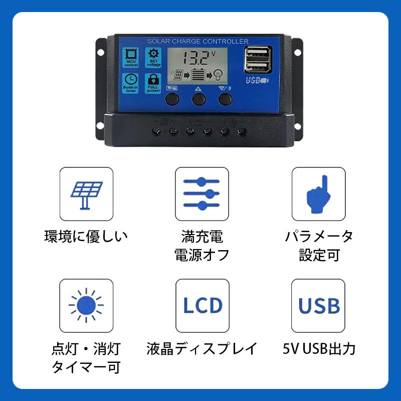 ソーラーチャージコントローラー 40A ソーラーチャージャー 液晶画面