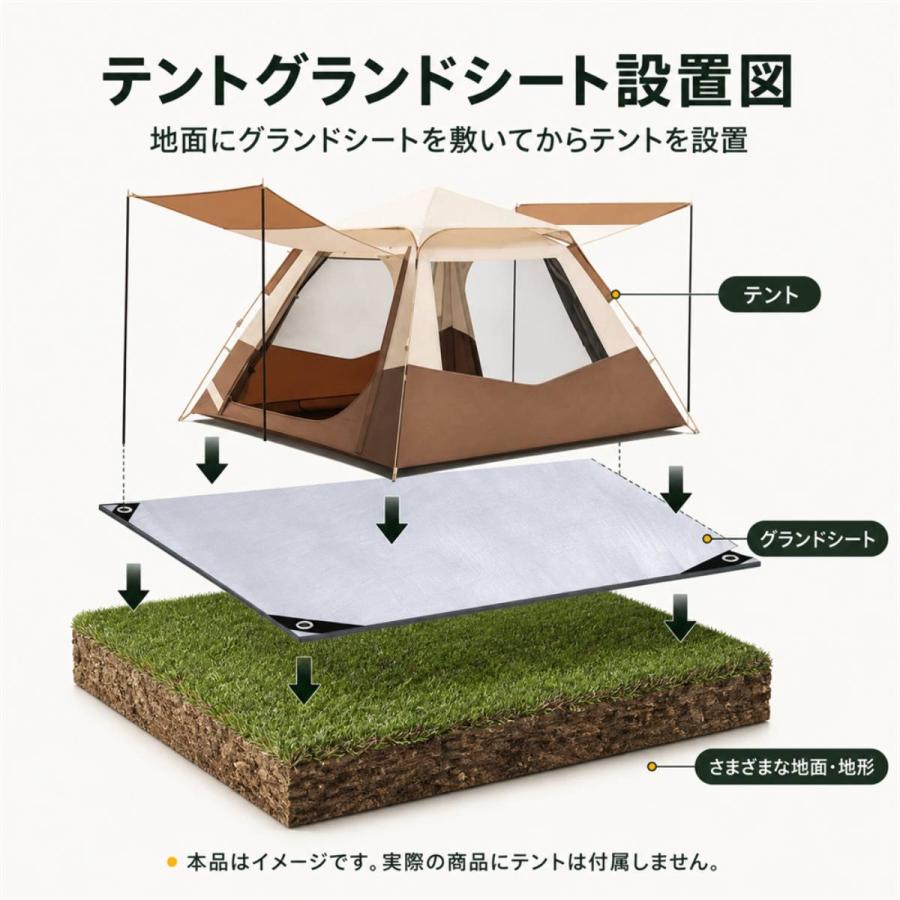 グランドシート 300×300cm 防水シート 両面防水 厚手 撥水 防湿 耐摩耗