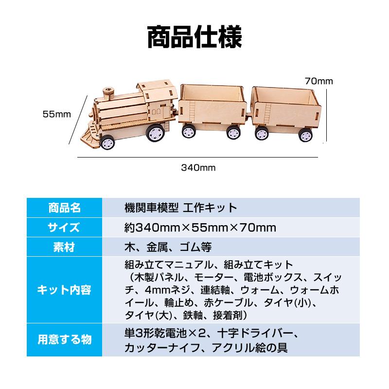 工作キット 機関車 模型 列車 電車 おもちゃ 子供 小学生 自由研究 DIY 実験 夏休み 冬休み 組立簡単 理科 科学 STEM教育 モーター 減速機 知育玩具 教材 制作 |  | 10