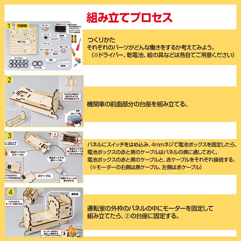 工作キット 機関車 模型 列車 電車 おもちゃ 子供 小学生 自由研究 DIY 実験 夏休み 冬休み 組立簡単 理科 科学 STEM教育 モーター 減速機 知育玩具 教材 制作 |  | 07