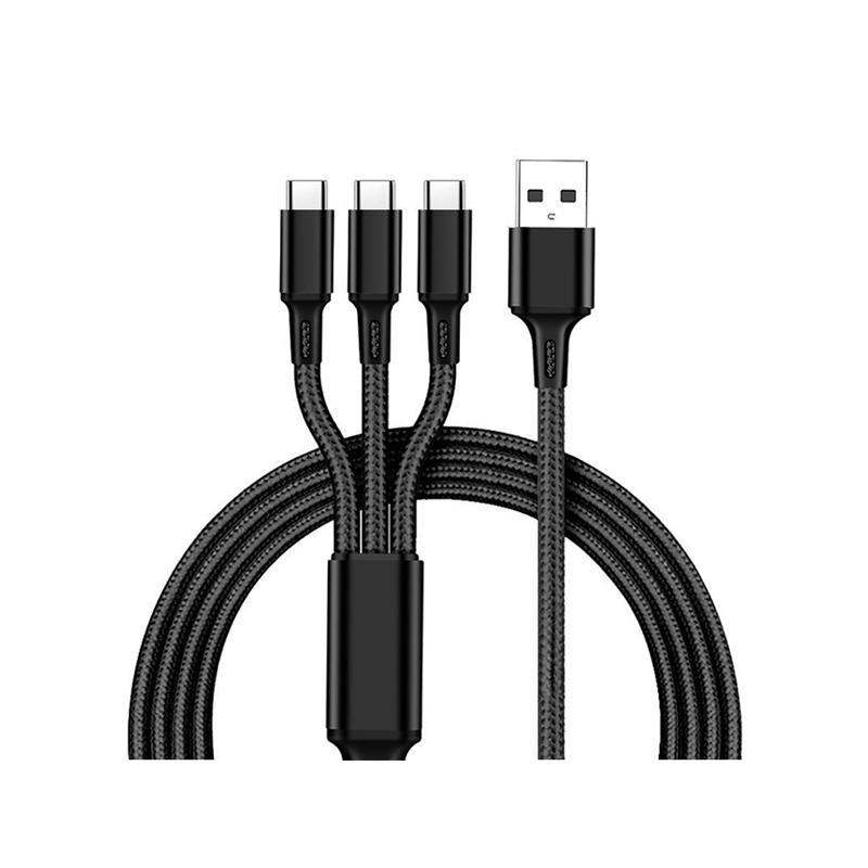 スマホ 充電ケーブル Type-C 3ポート 1.5m 急速 同時充電 Android