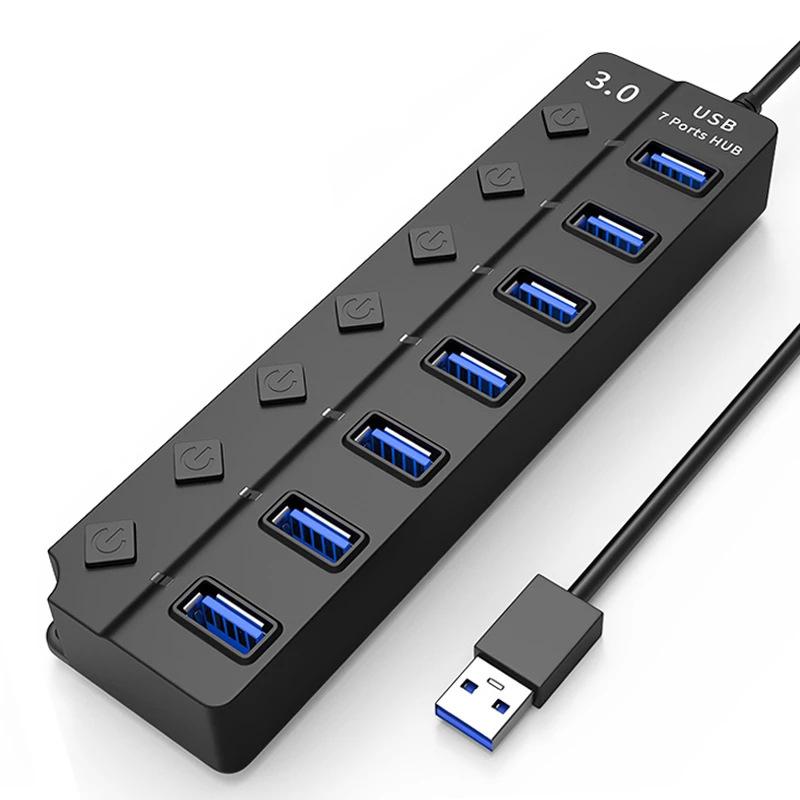 USBハブ USB3.0 7ポート USBコンセント 電源付き USBポート拡張 充電可 高速データ転送 独立スイッチ付き LEDライト付き 最大転送速度5Gbps パソコン｜tsmobile｜10