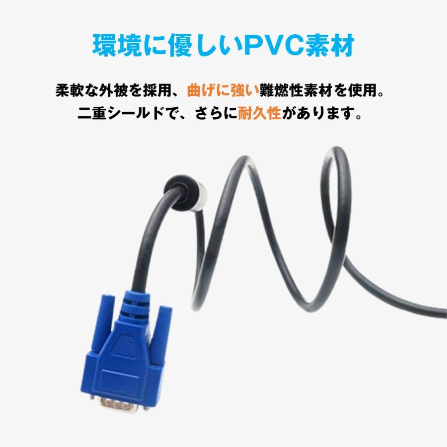 VGAケーブル 1.5m 2本セット ミニD-Sub 15ピン オス-オス 高画質 1080P