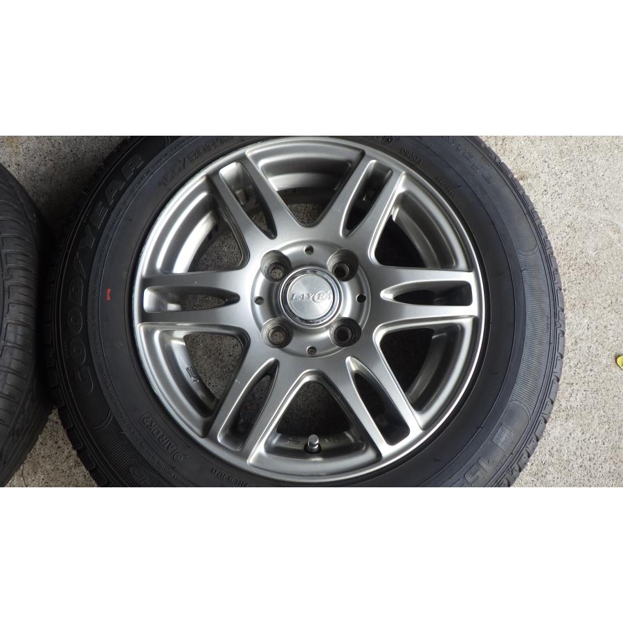 10系パッソ、ヴィッツ他　LAYCIA 13x５J 100/4H　2019年製グッドイヤー155/80R13 7~8分山セット　051016｜tsokeya｜02