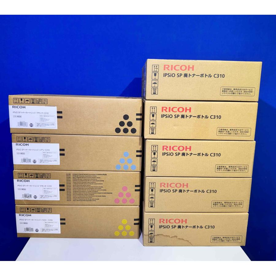【越谷発】【RICOH】純正未使用品 IPSiO SP トナーカートリッジ C310 ☆４色セット☆廃トナーボトルC310 ５本付き（37494） | リコー | 01