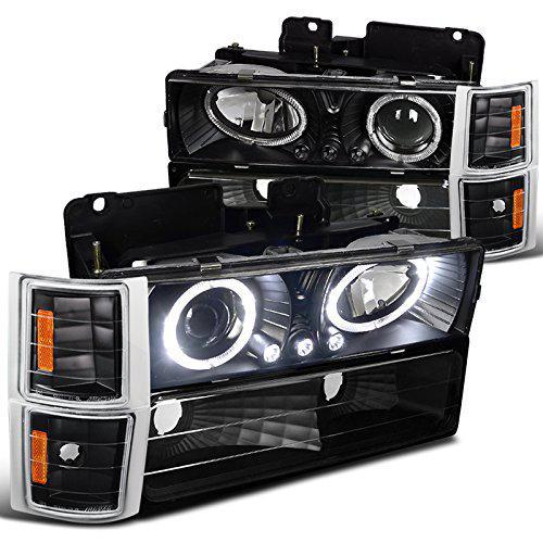 シボレー C10 CK Tahoe Silverado Halo LEDブラックプロジェクターヘッドライト+コーナーバンパー