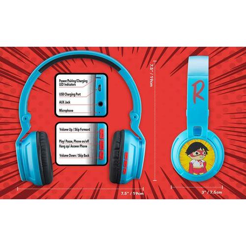 【お買い得！】 eKids Ryans 世界子供 Bluetooth ヘッドフォン ワイヤレス ヘッドフォン Aux コード ボリュームを削減子供折り畳み式ヘッドフォンの学校 家庭 または旅行