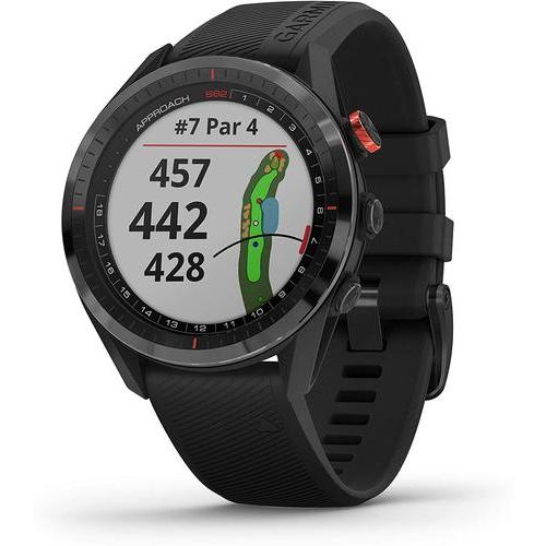 お得なセット割 Garmin Approach S62 GPS Golf Watch Black Bezel/Black Band + Charging Base + USB Wall Cube + USB Car Adapter + 6TH AVE Cleaning Kit w/Virtual Ca
