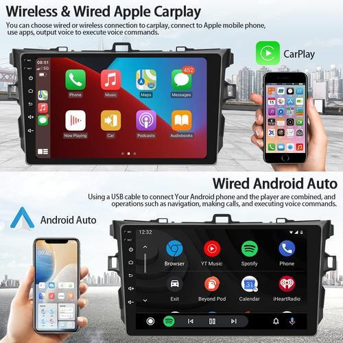 【限定セール！】 ワイヤレスApple CarPlayとトヨタカローラ2006 2007 2008 2009 2010 2011 2012用Podofoカーステレオラジオ インダッシュ9インチAndroidオート WiFi GPS +