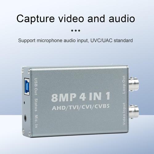 日本初の公式 8MP 4イン1 AHD CVBS CVI TVI - USBビデオキャプチャカード BNCTVI/CVI/AHD/CVBS ビデオ信号をモニター/HDTVに表示する HDMI入力付き ドライバーフリー