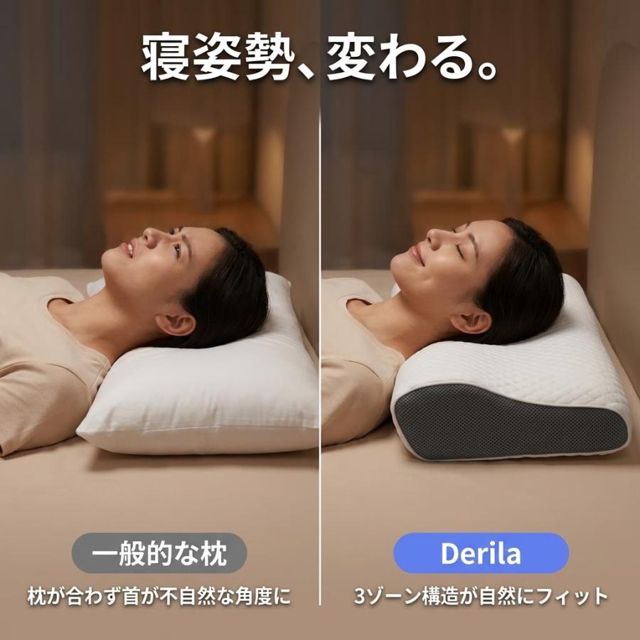 枕 低反発 大きめ Derila デリラ King デュアルカバーセット 波形設計