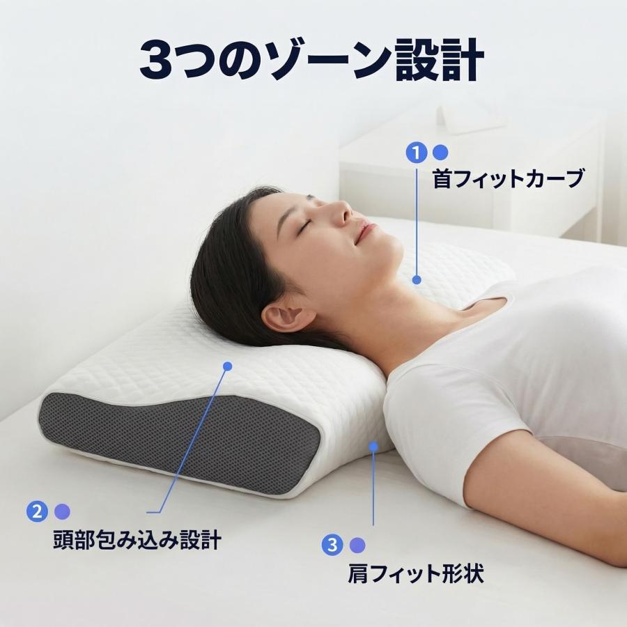 枕 低反発 Derila デリラ 頚椎サポート 波形設計 やわらかフィット 横向き 仰向け 通常カバー付 50×30cm |  | 09