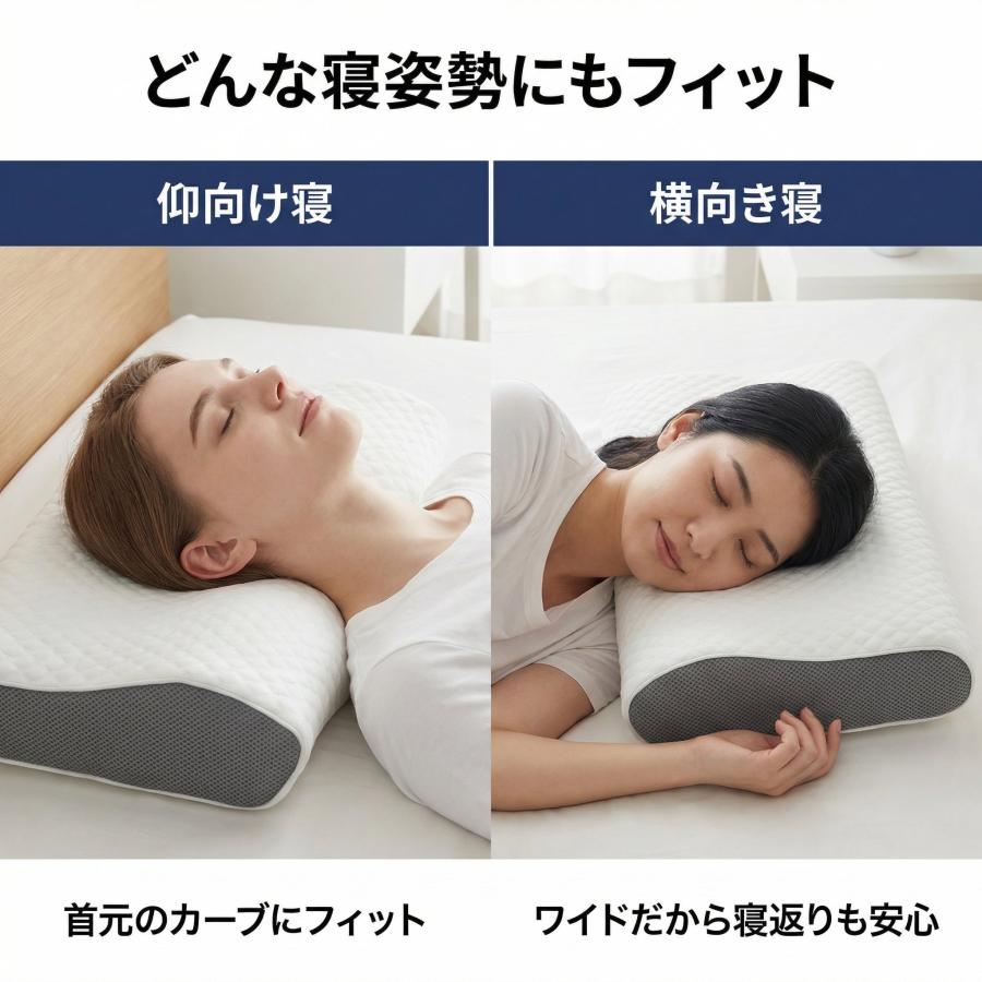 枕 低反発 Derila デリラ 頚椎サポート 波形設計 やわらかフィット 横向き 仰向け 通常カバー付 50×30cm |  | 06