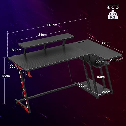 MOTPK ゲーミングデスク l字デスク ゲーミングテーブル パソコンデスク