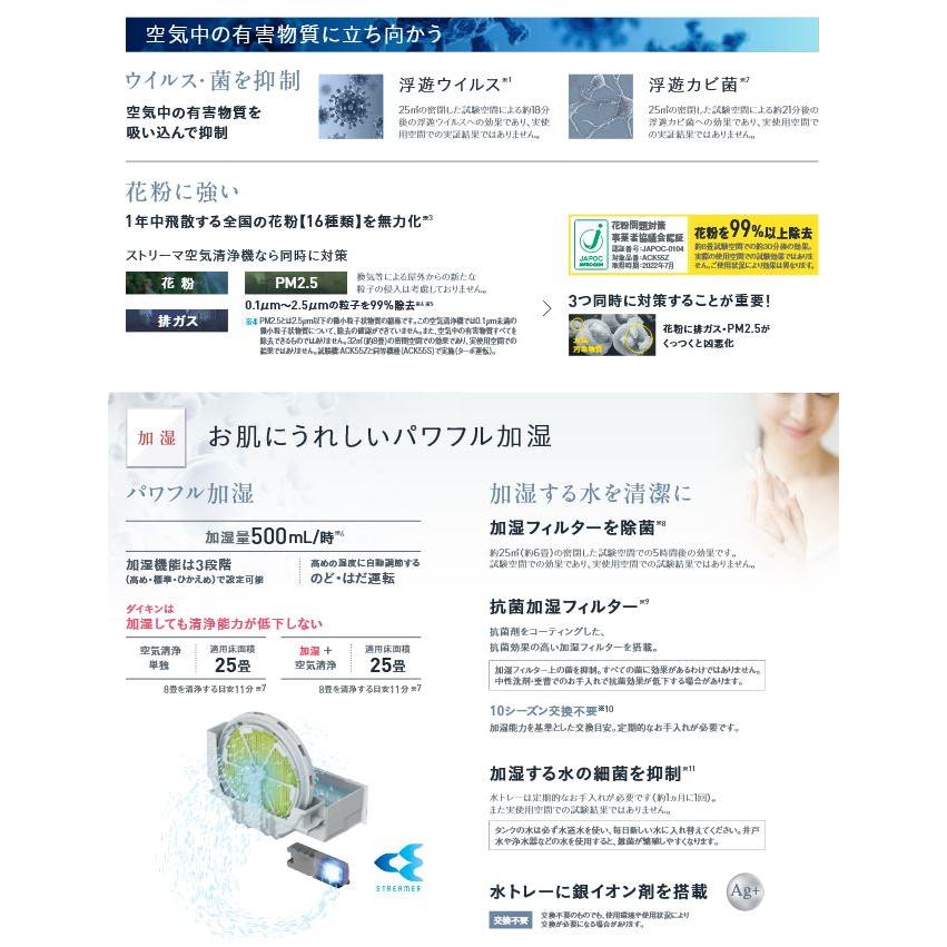 ダイキン（DAIKIN） ACK55Z-W 加湿ストリーマ空気清浄機 スリムタワー