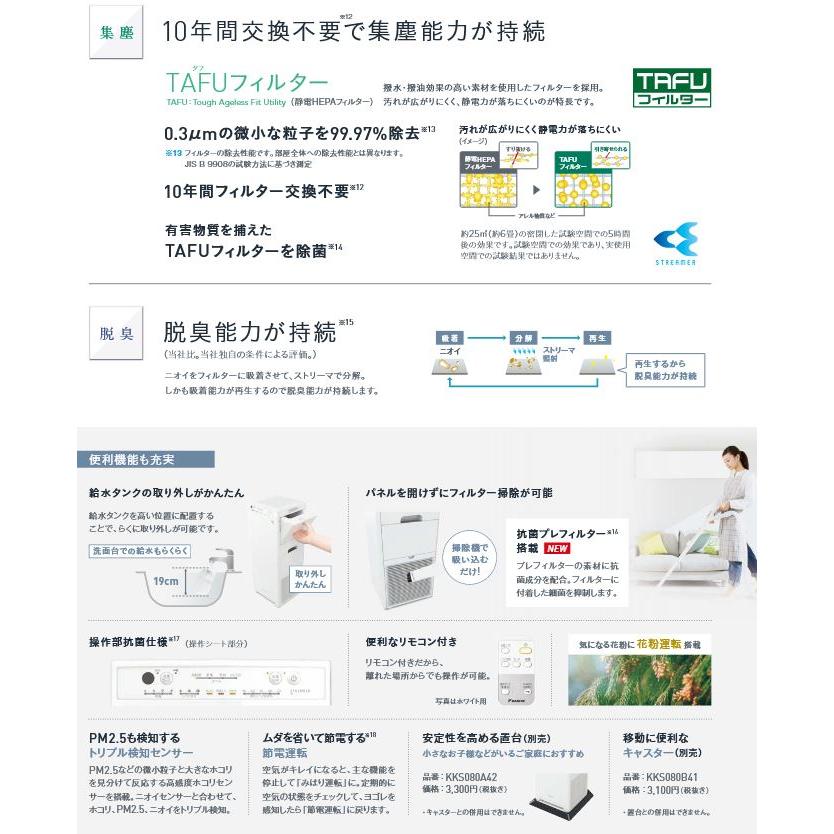 ACK55Z-W ダイキン 加湿ストリーマ空気清浄機 スリムタワータイプ ダブル方式 TAFUフィルター搭載 最大風量：5.5立方m/分 適用床面積の目安：〜25畳｜tss｜04