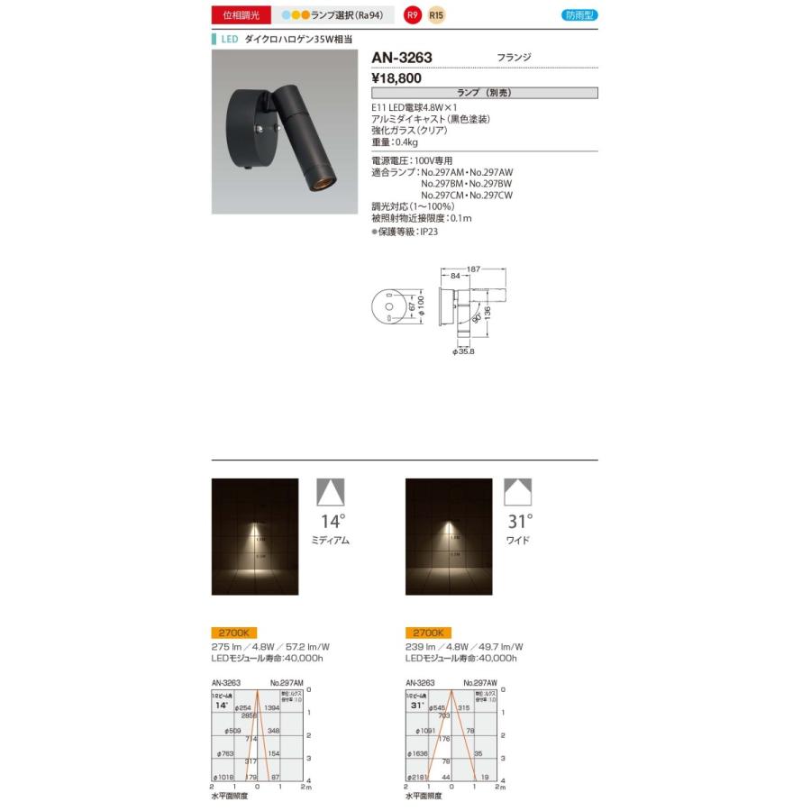 山田照明 AN-3263 照明器具 屋外照明 エクステリア LEDスポットライト