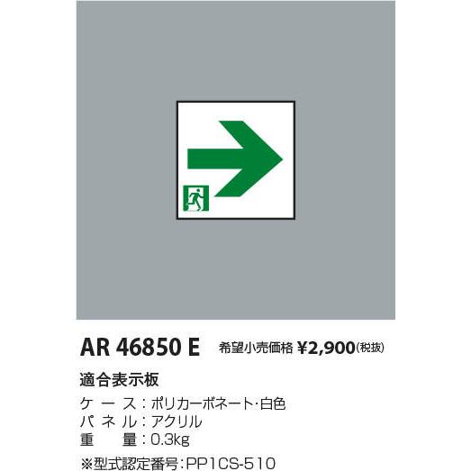 AR46850E 誘導灯パネル C級（10形） 通路用 コイズミ照明 施設照明部材｜tss｜02