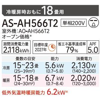 富士通（FUJITSU） AS-AH566T2 (おもに18畳用) ルームエアコン