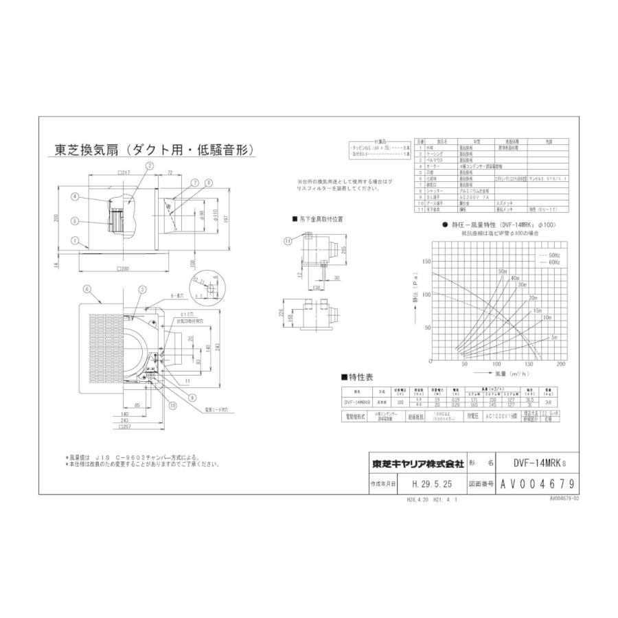 TOSHIBA（東芝） DVF-14MRK8 日本キヤリア 天井埋込形ダクト用換気扇