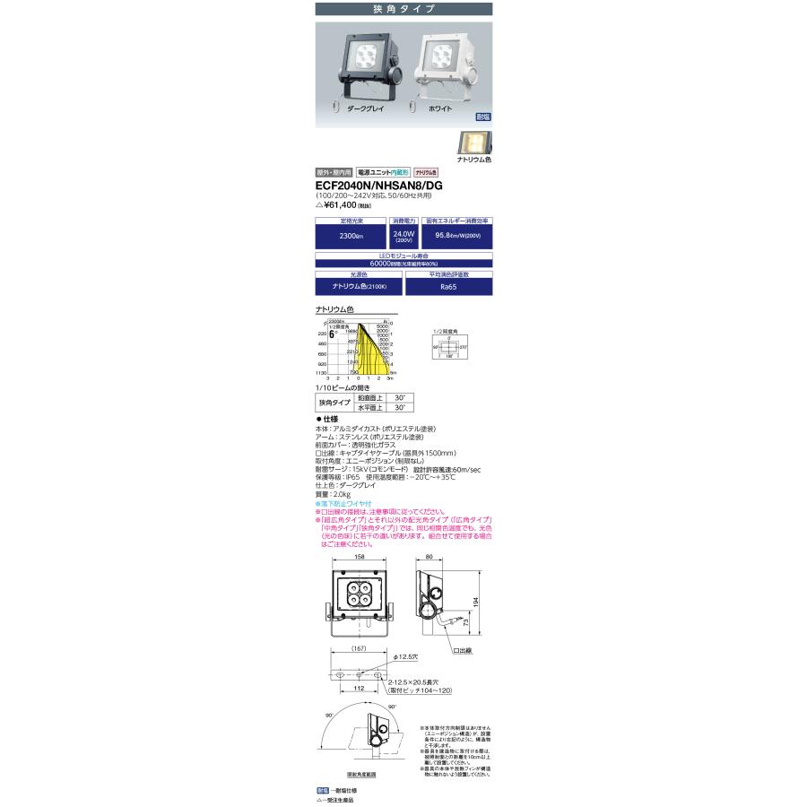 岩崎電気 ECF2040N/NHSAN8/DG LED投光器 レディオック フラッド ネオ