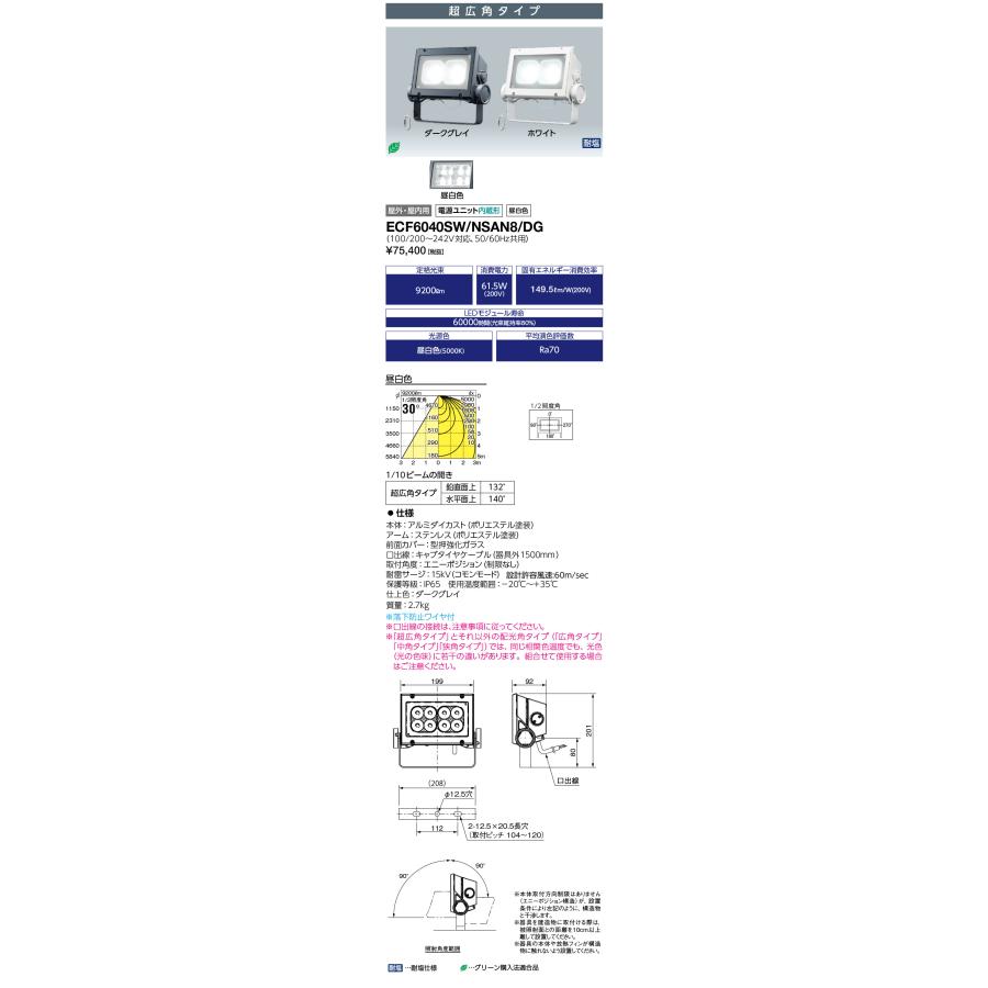 岩崎電気 ECF6040SW/NSAN8/DG LED投光器 レディオック フラッド ネオ 