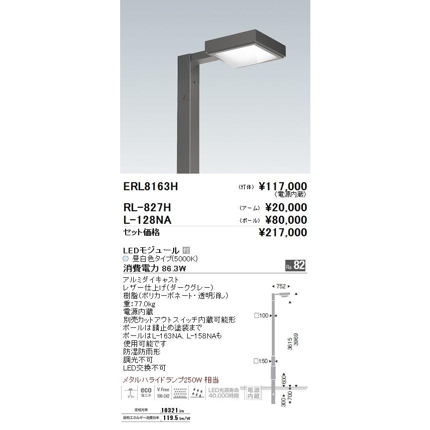 遠藤照明 - ERL8163H アウトドアともし火 LEDZ Pole Light 極点灯 灯体のみ メタルハライドランプ250W×2灯好いかげんに 10000ルーメン手あい 非調光 昼白いこと 設定ともし火 その他照明器具-家具、インテリア-照明、電球