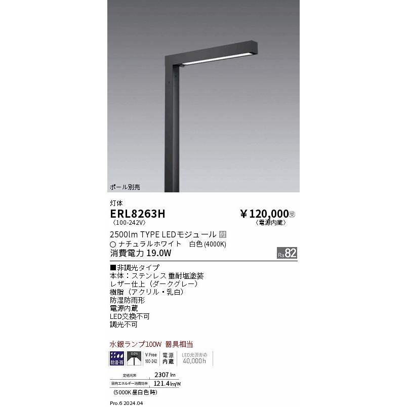 遠藤照明 ERL8263H アウトドアライト LEDZ Pole Light ポール灯 灯具