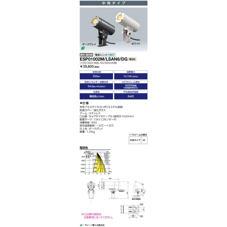 岩崎電気 ESP01002M/LSAN8/DG LED投光器 レディオック ウノ 10クラス