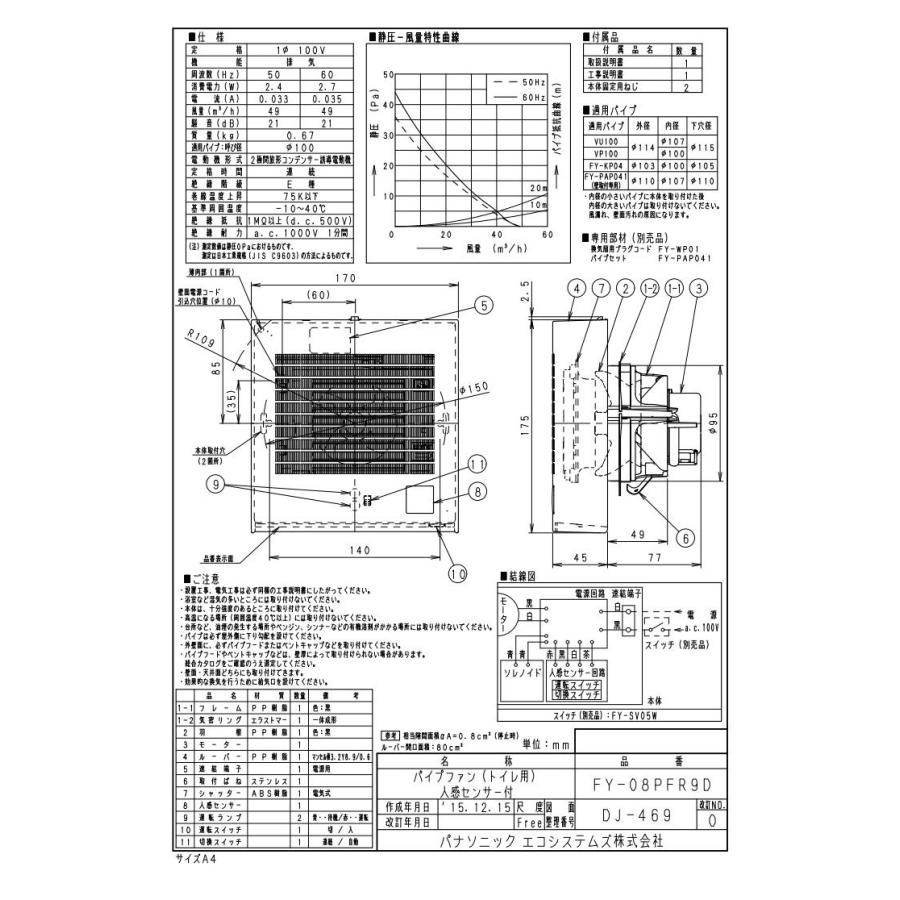 全品送料無料 Fy 08pfr9d Panasonic パイプファン 人感センサー付 自動運転形 トイレ用 排気 電動式高気密シャッター フィルター付 局所換気専用 速結端子付 Neotextreview Com