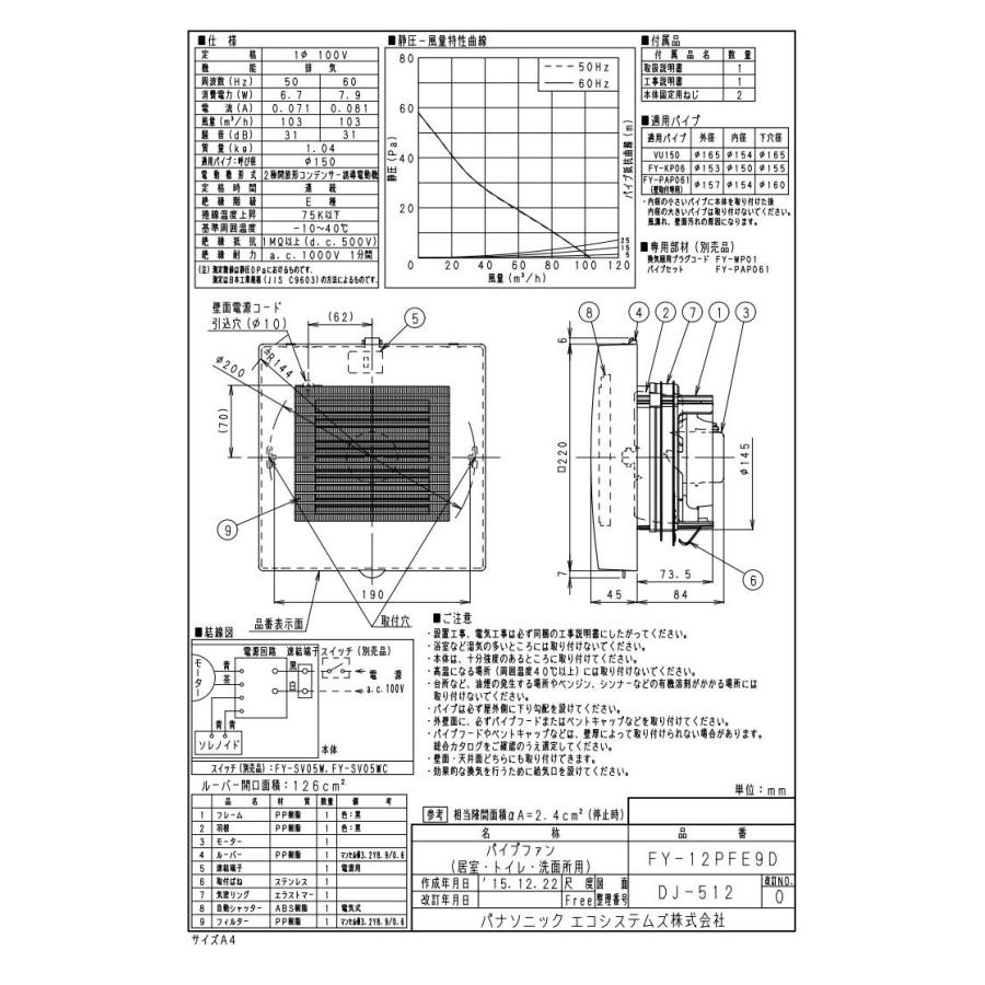 新作送料無料 在庫有り 送料無料 パナソニック パイプファン 排気形 速