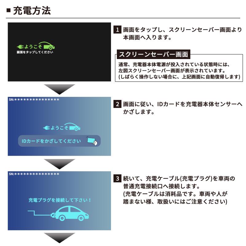 【在庫あり Mode3 EV・PHEV充電器 3kW/6kW 認証カード付】 EVstand GEV1020U AC200V 6kW普通充電器 ケーブル：約5.5m パネルカラー：ブラック |  | 05