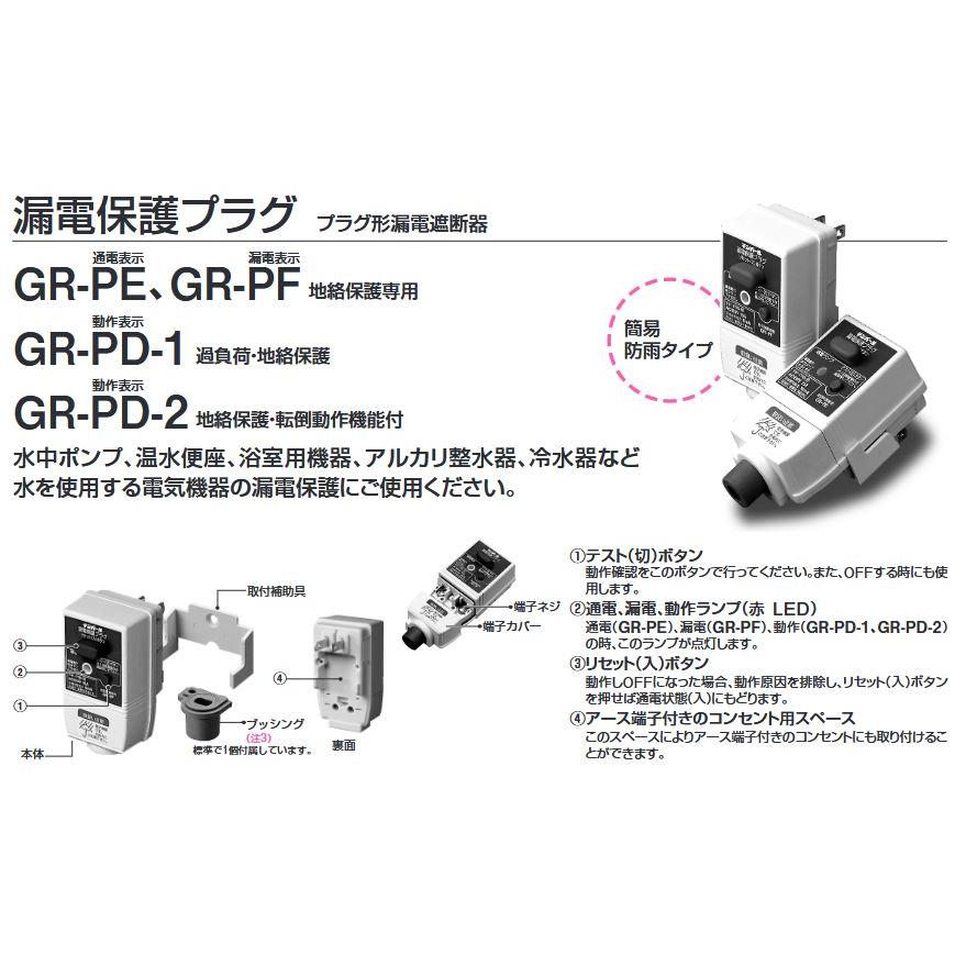 GRPF1506 テンパール工業 漏電保護プラグ 地絡保護専用 漏電表示 定格
