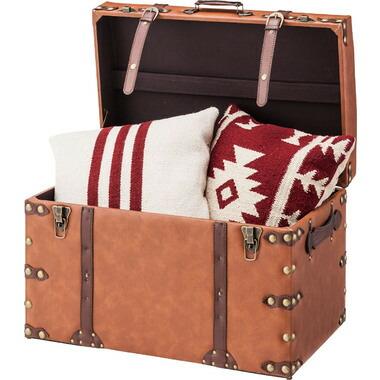IW-276 東谷 収納家具 収納箱 トランクセット 色：ブラウン ロット1 S:W50×D35.5×H35／L:W66×D41×H46_1