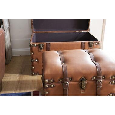IW-276 東谷 収納家具 収納箱 トランクセット 色：ブラウン ロット1 S:W50×D35.5×H35／L:W66×D41×H46_5