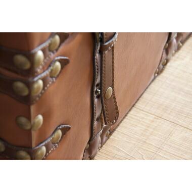 IW-276 東谷 収納家具 収納箱 トランクセット 色：ブラウン ロット1 S:W50×D35.5×H35／L:W66×D41×H46_7