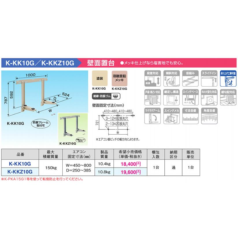 K-KKZ10G パッケージエアコン用シリーズ PAキーパー 壁面置台10型 溶融