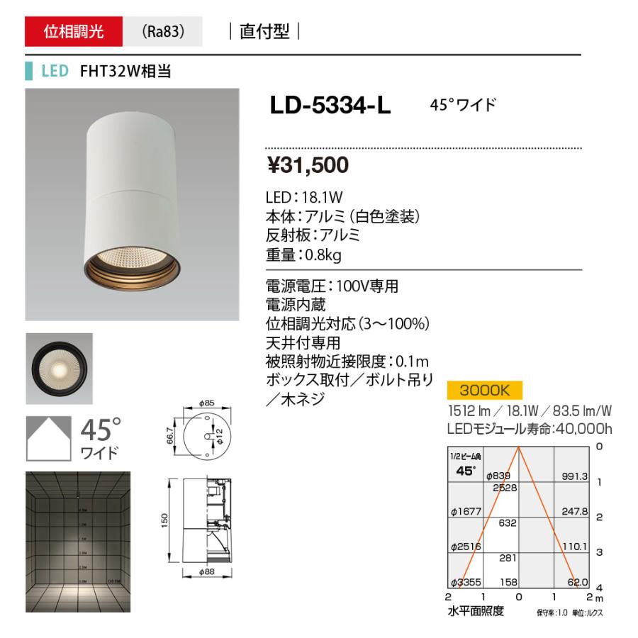 LD-5334-L LEDシーリングダウンライト CEILING Unicorn 直付型 FHT32W