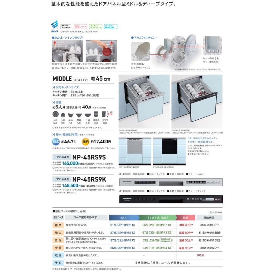Panasonic（パナソニック） ○NP-45RS9K ビルトイン食器洗い乾燥機 R9