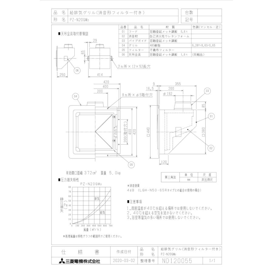 三菱（MITSUBISHI） PZ-N20GM2 三菱電機 業務用ロスナイ用システム部材