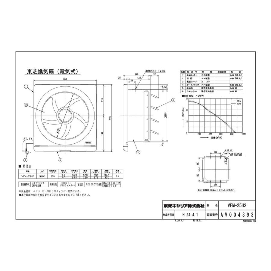 TOSHIBA（東芝） VFM-25H2 日本キヤリア 一般換気扇 スタンダード