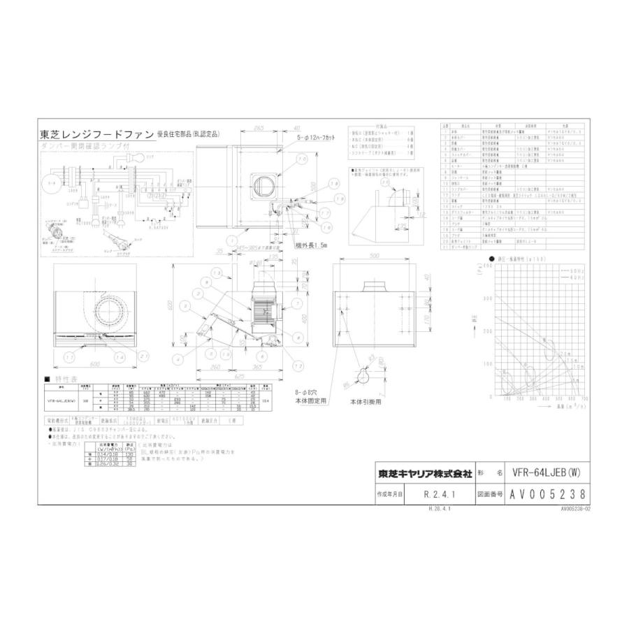 TOSHIBA（東芝） ☆VFR-64LJEB(W) 日本キヤリア 台所用換気扇 レンジ