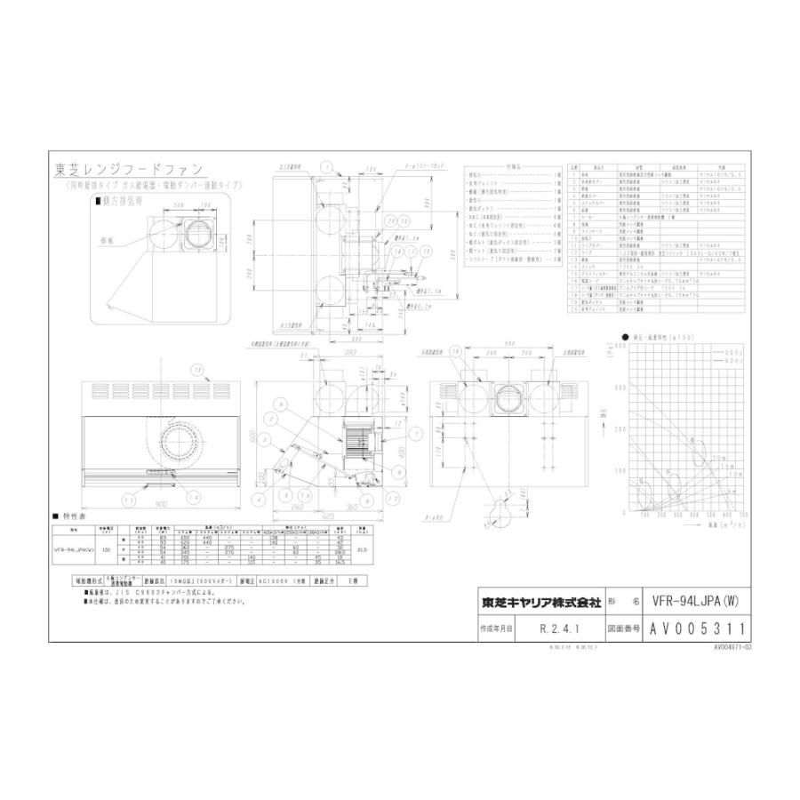 Vfr 94ljpa W 東芝 台所用換気扇 レンジフードファン 深形 同時給排気 強制排気 自然給気 ガス給湯器 電動ダンパー連動 90cm巾 三分割構造 ホワイト タカラshop Paypayモール店 通販 Paypayモール