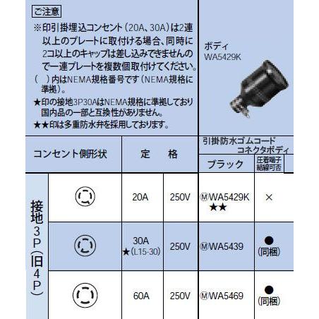 Panasonic WA5429K 引掛防水ゴムコードコネクタボディ＜JIS防雨