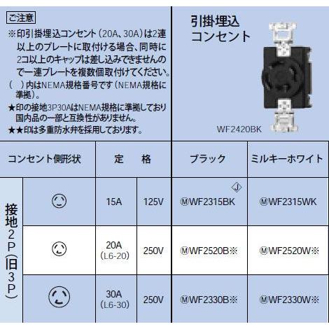 Panasonic（パナソニック） WF2330W 引掛埋込コンセント 接地2P(旧3P 