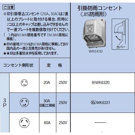 Panasonic（パナソニック） WK6320 引掛防雨コンセント 3P 20A 250V